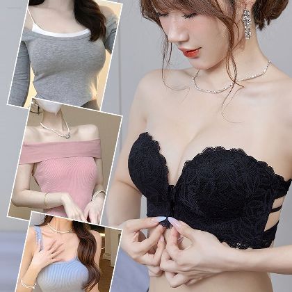 貧乳用下着 大きさを見せる プッシュアップ  垂れ防止  ストラップレス  滑り止め  薄手 ブラジャー